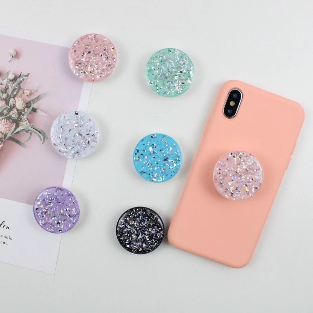 Pop Socket Grip - Round Glitter Phone Holder Ring Holder