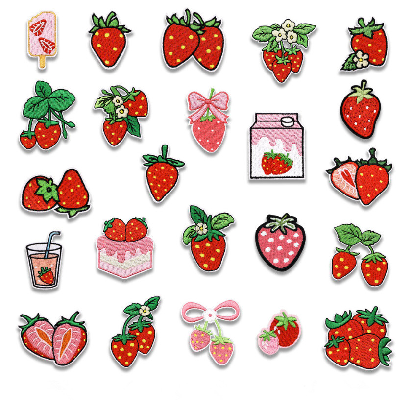 Phone Accessories Pictures - 10 Pcs Fruit Strawberry Embroidered Patches