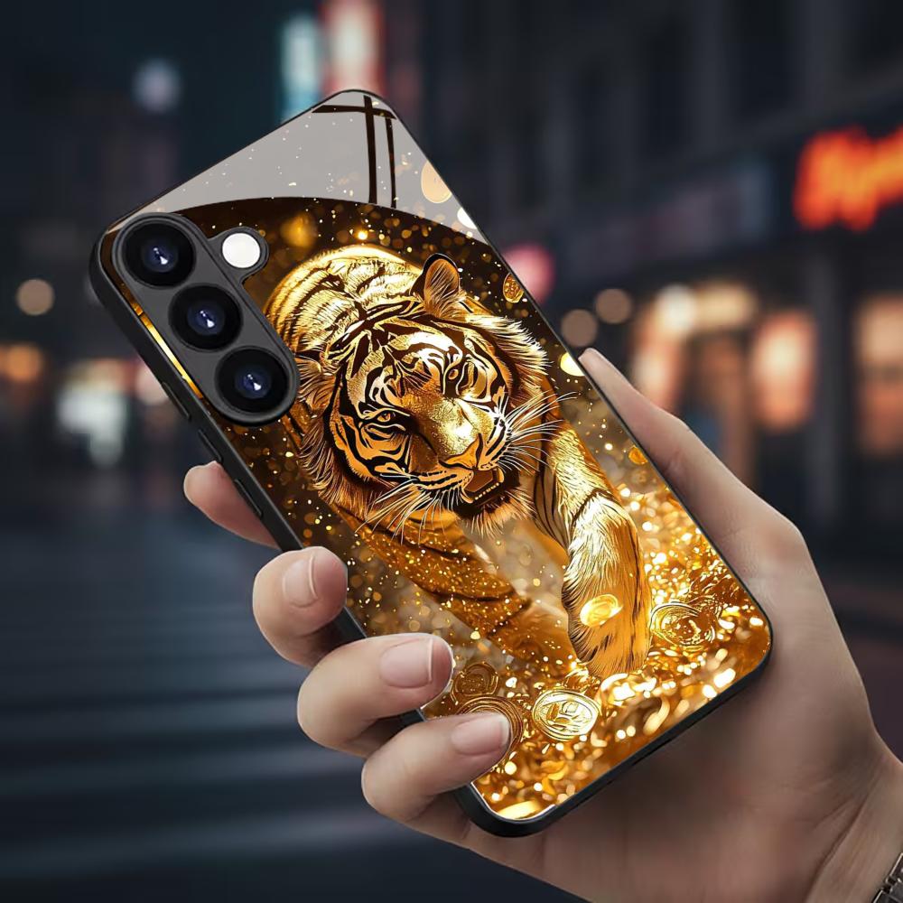 Samsung Accessories Phone - Tiger pattern glass Phone Case For