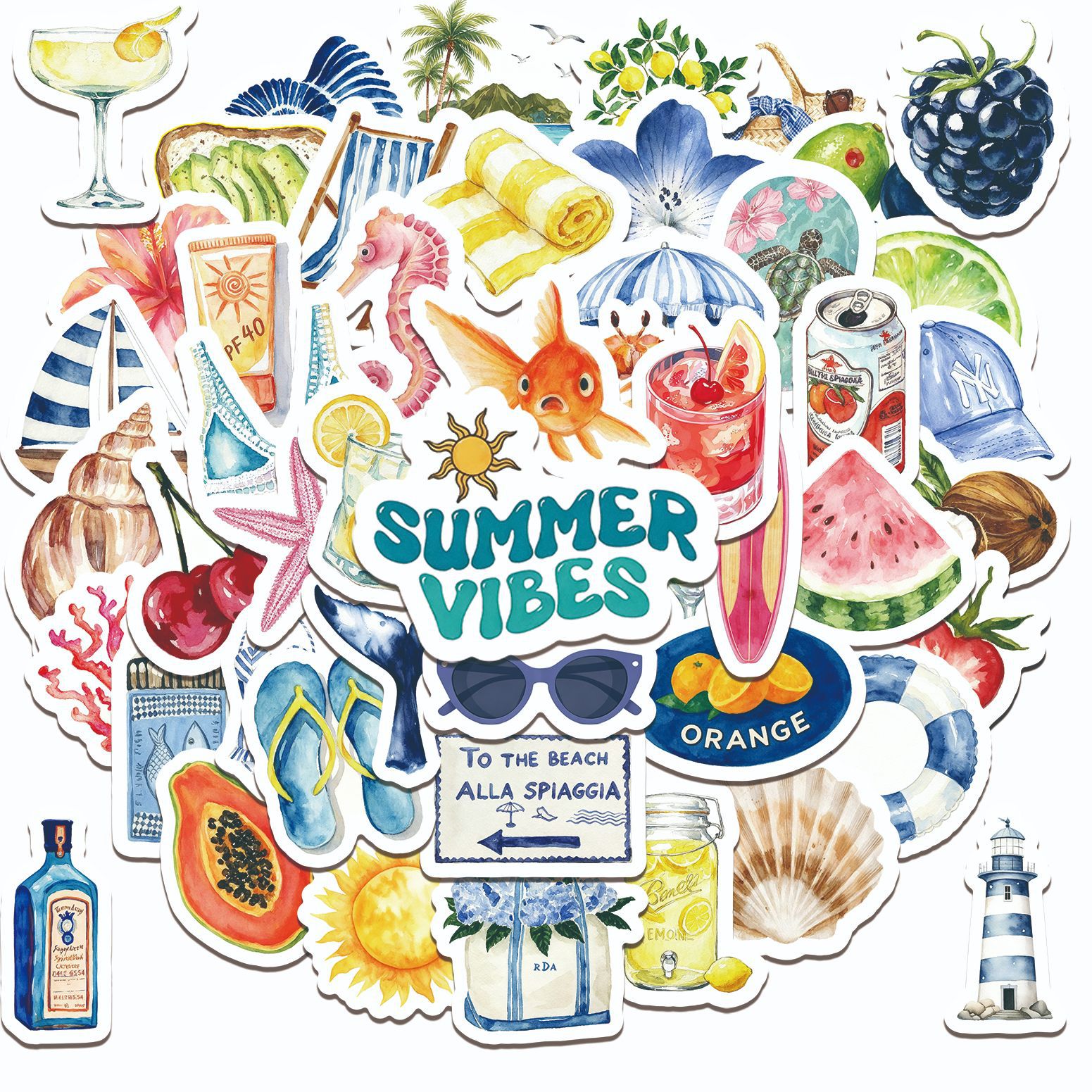 50Pcs Summer Theme Stickers Be - огляд і ціна Phone Accessories For Your Car