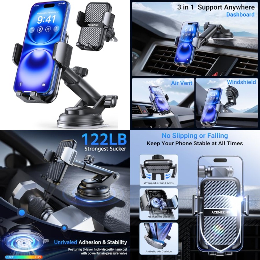 3-in-1 Car Phone Holder [122+L - огляд і ціна Car Mount Phone