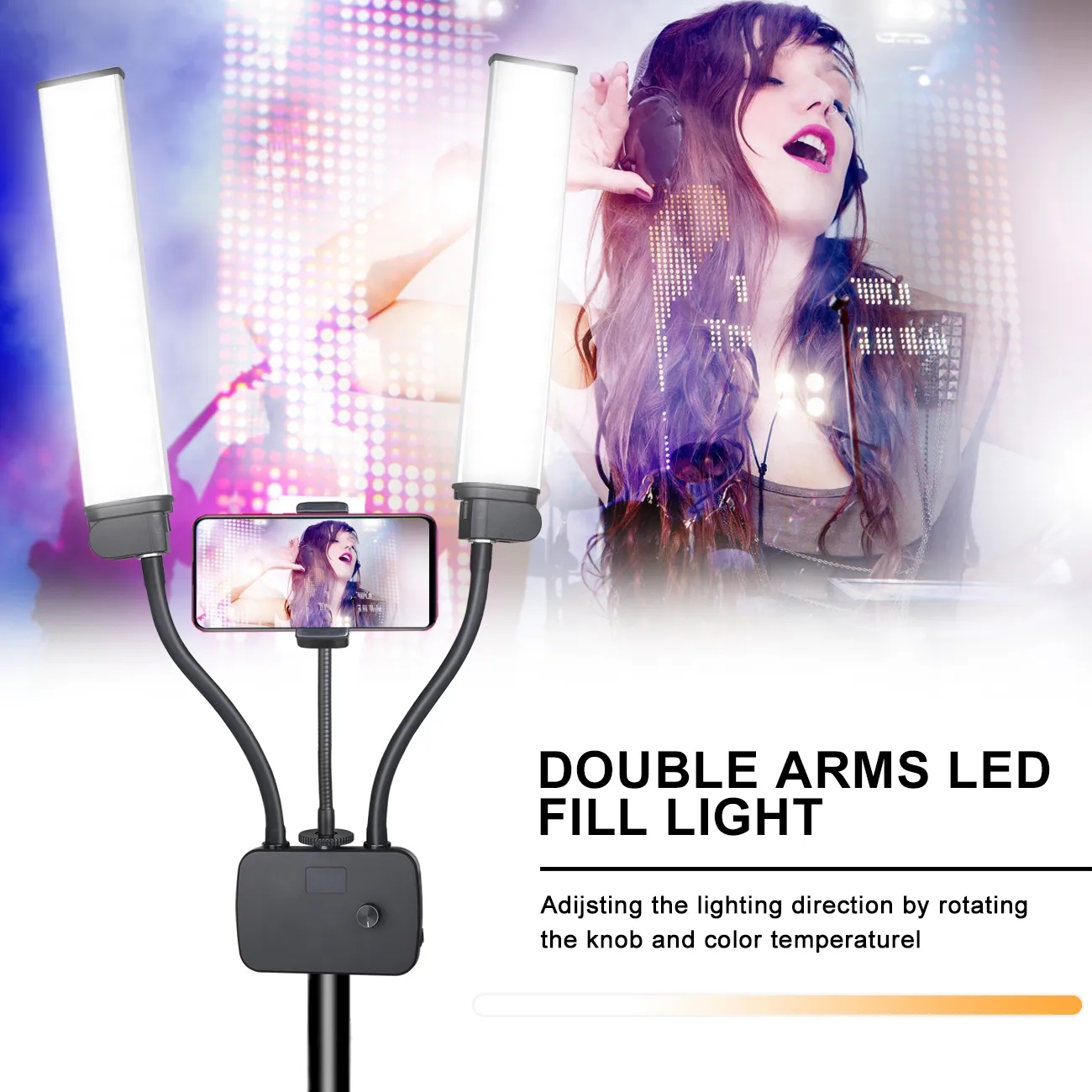 45W Double Arm Fill Ring Light - огляд і ціна Led Strip Selfie